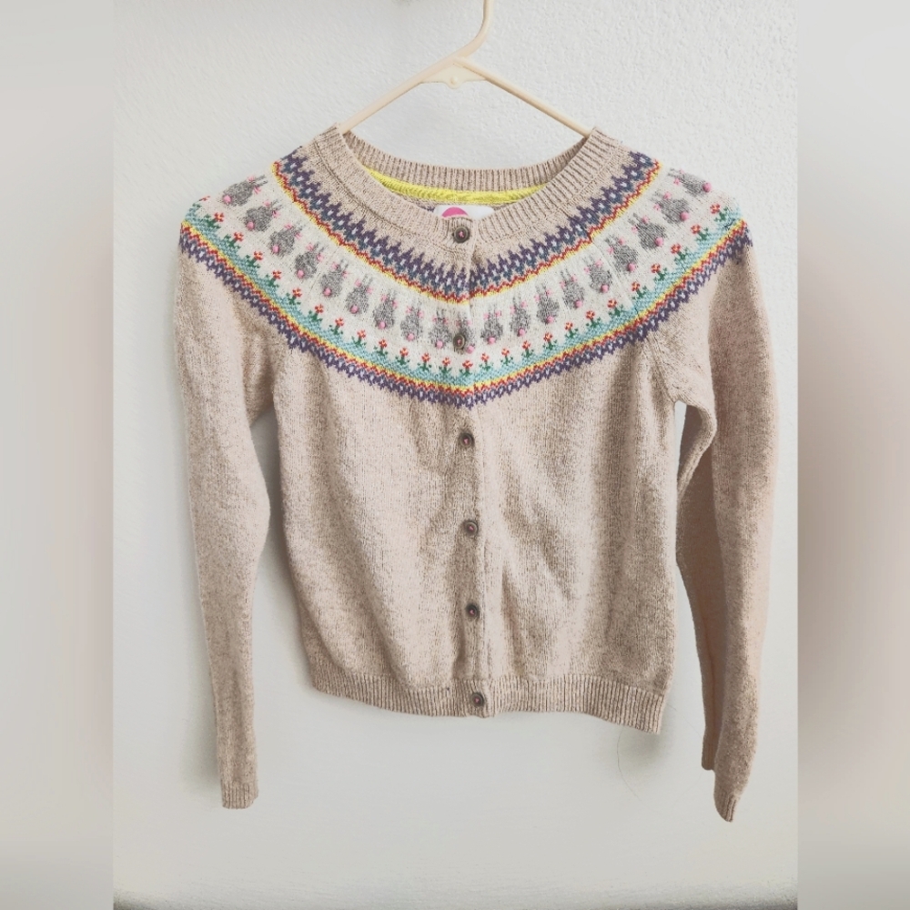 Mini Boden Girls Bunny Cardigan Sweater 11-12 Y